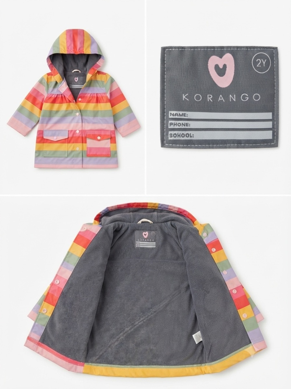 Rainbow Stripe Kids Raincoat - Multicolor